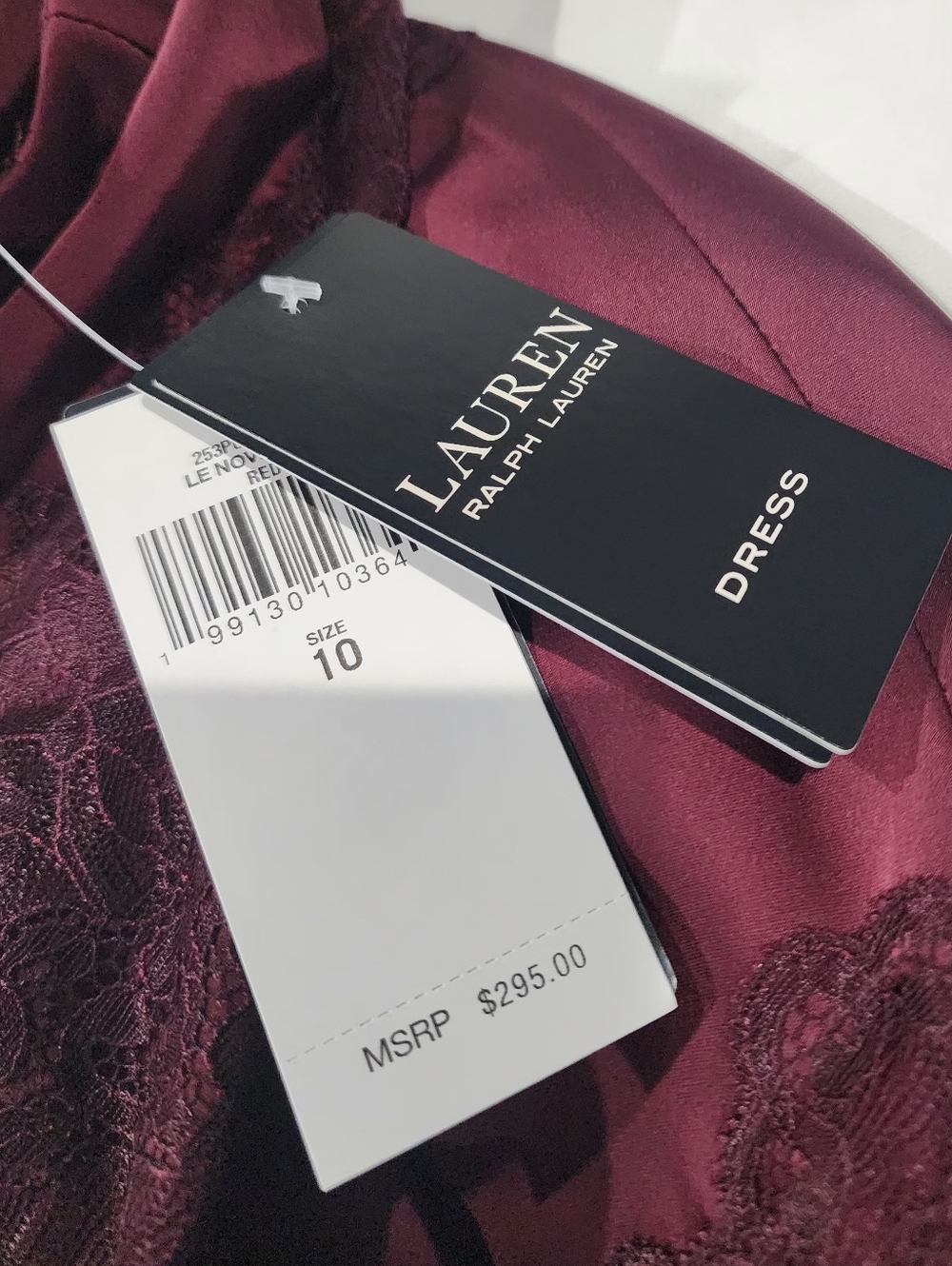Lauren Ralph Lauren Lace-Trim Charmeuse Cocktail Dress - Picture 5 of 5